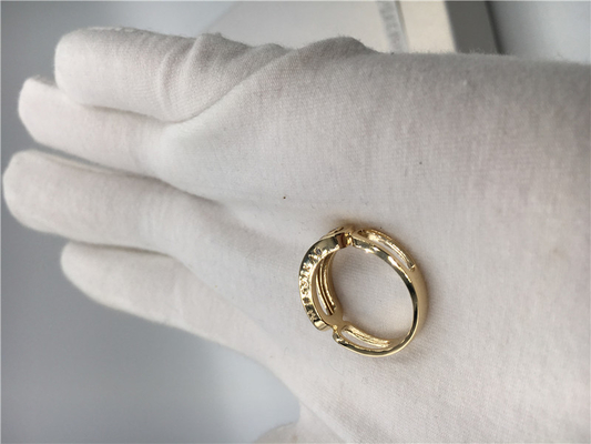 Ouro amarelo meio Empety 3 Diamond Ring móvel da joia do 18K Paris das mulheres