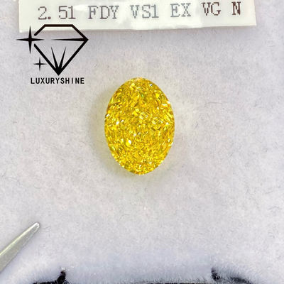 Qualidade Diamante Cultivado em Laboratório LuxuryShine VVS-VS Amarelo Fancy/Amarelo Claro/Fancy Intense/Amarelo Vivo 1CT 2CT 3CT 4CT 5CT Oval Corte Excelente Com Certificado e Joias Personalizadas fábrica