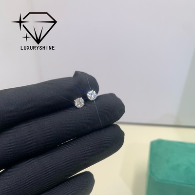 Brincos de diamante redondo cultivado em laboratório LuxuryShine, Clareza VVS2/VS1, Ouro sólido 18K, joia personalizada com certificado IGI, brincos de moda, presente de Dia dos Namorados