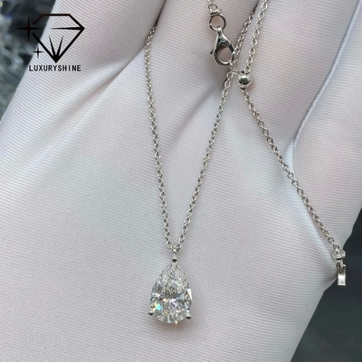 Colar de diamante pêra cultivado em laboratório Ouro 18K Clareza VVS-VS
