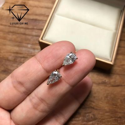 Qualidade Brincos de diamante cultivado em laboratório com corte pêra em ouro 18K, clareza VVS-VS fábrica