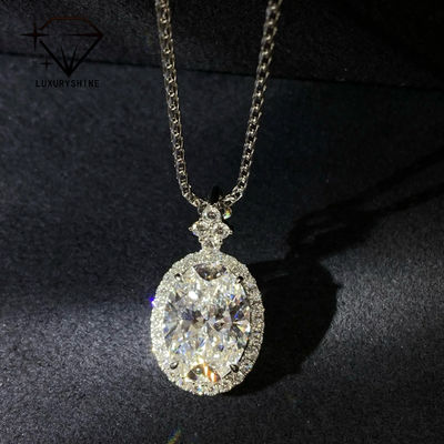 Qualidade Pingente de diamante ovalado de ouro 18K cultivado em laboratório VVS1-VS1 0.3-3.0ct fábrica