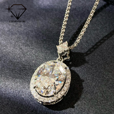 Pingente de diamante ovalado de ouro 18K cultivado em laboratório VVS1-VS1 0.3-3.0ct