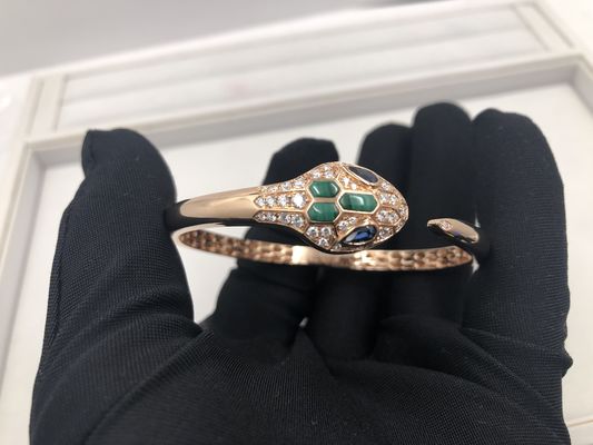 Qualidade Os braceletes luxuosos do encanto de Snakewomens da joia personalizaram o ouro cor-de-rosa de 18 Kt com diamantes fábrica