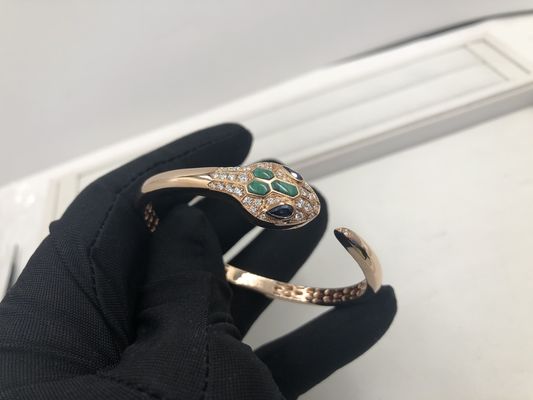 Qualidade Os braceletes luxuosos do encanto de Snakewomens da joia personalizaram o ouro cor-de-rosa de 18 Kt com diamantes fábrica