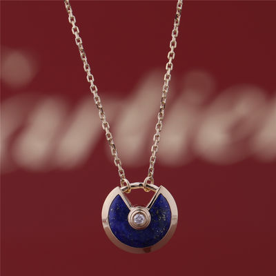 Qualidade Diamante de Yellow Gold Amulette De Necklace With Lapis Lazuli do modelo de Xs fábrica