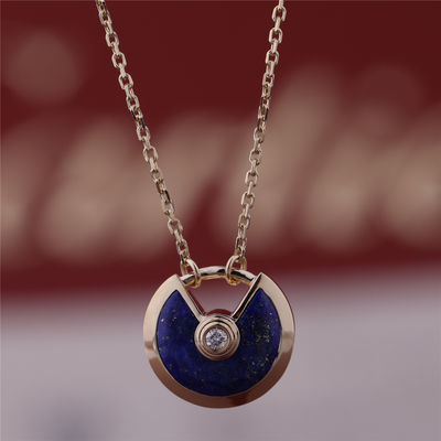 Qualidade Diamante de Yellow Gold Amulette De Necklace With Lapis Lazuli do modelo de Xs fábrica