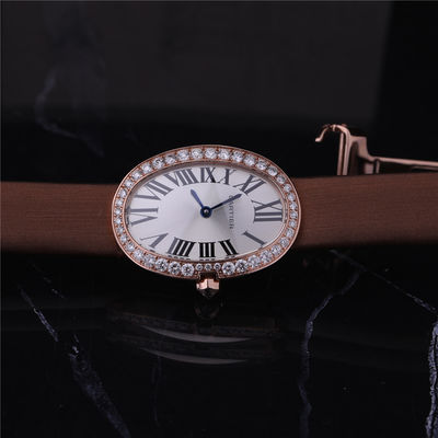 Qualidade Relógio de ouro luxuoso 18K do tipo Rose Gold Women Watch com Diamond Leather Belt fábrica