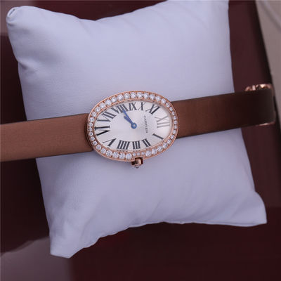 Qualidade Relógio de ouro luxuoso 18K do tipo Rose Gold Women Watch com Diamond Leather Belt fábrica