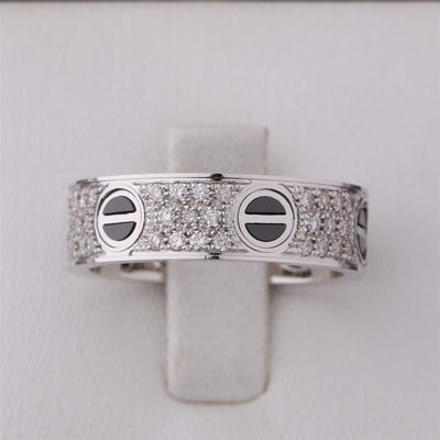 Qualidade DIAMANTES BRANCOS CERÂMICOS clássicos do OURO 18K de RING Full DIAMOND-PAVED do AMOR fábrica