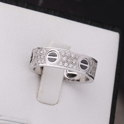 Qualidade DIAMANTES BRANCOS CERÂMICOS clássicos do OURO 18K de RING Full DIAMOND-PAVED do AMOR fábrica