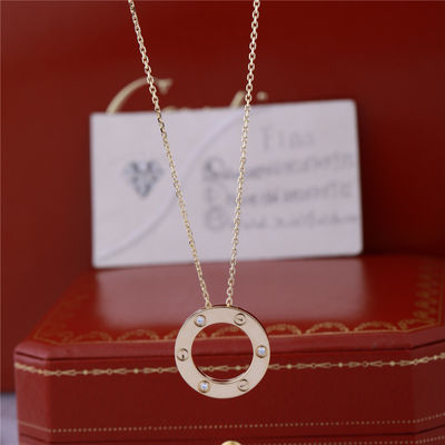 Qualidade Colar clássica do ouro 18K com símbolo icônico de 3 diamantes da joia do amor fábrica