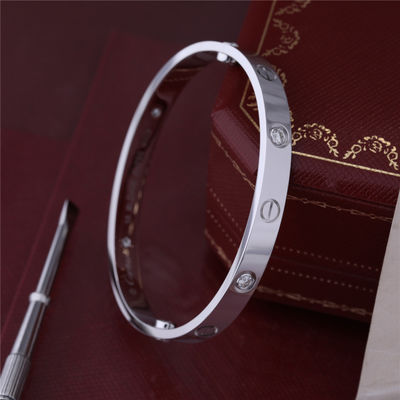 Qualidade Bracelete clássico do amor dos diamantes da pulseira 4 do amor com em joia fina da obra do OURO BRANCO do quilate 18 fábrica
