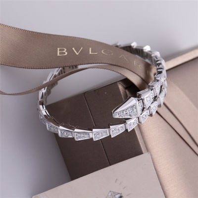 Qualidade Da um-bobina romance da víbora de Itália o bracelete magro Serpenti no grupo do ouro 18K branco com os diamantes completos do pavé serpenteia a pulseira fábrica