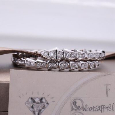 Qualidade Da um-bobina romance da víbora de Itália o bracelete magro Serpenti no grupo do ouro 18K branco com os diamantes completos do pavé serpenteia a pulseira fábrica