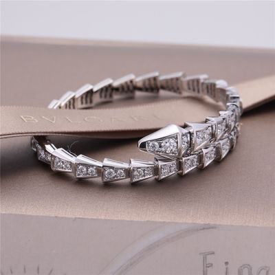Qualidade Da um-bobina romance da víbora de Itália o bracelete magro Serpenti no grupo do ouro 18K branco com os diamantes completos do pavé serpenteia a pulseira fábrica