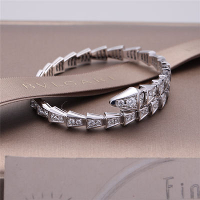 Qualidade Da um-bobina romance da víbora de Itália o bracelete magro Serpenti no grupo do ouro 18K branco com os diamantes completos do pavé serpenteia a pulseira fábrica