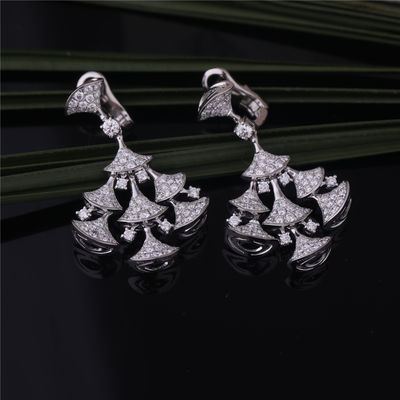 Qualidade Os brincos IDEAIS das DIVAS de Roma High Jewelry no grupo do ouro 18K branco com os 7 diamantes principais e os diamantes completos do pavé fábrica