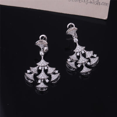 Qualidade Os brincos IDEAIS das DIVAS de Roma High Jewelry no grupo do ouro 18K branco com os 7 diamantes principais e os diamantes completos do pavé fábrica