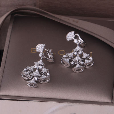 Qualidade Os brincos IDEAIS das DIVAS de Roma High Jewelry no grupo do ouro 18K branco com os 7 diamantes principais e os diamantes completos do pavé fábrica