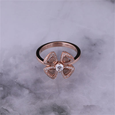 Qualidade Roman Love Flower Ring Fiorever 18 kt Rose Gold Ring ajustada com um diamante central e os diamantes do pavé fábrica