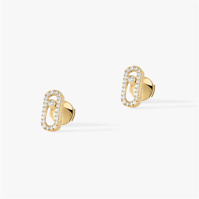 Qualidade Joia luxuosa de Paris para o movimento Uno Diamond Earrings do ouro amarelo de Luxury Jewelry 18K das mulheres fábrica