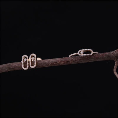 Qualidade Casamento elegante Diamond Ring Move Uno Pavee Ring do acoplamento de Luxury Jewelry no ouro 18K cor-de-rosa fábrica